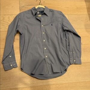Ralph Lauren Navy Checkered Button Down Shirt Classic Fit